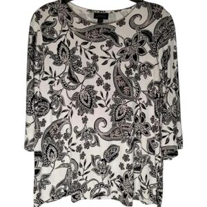 J. JILL Wearever black white tan scoop neck paisley motif Wmns MP Travel Stretch